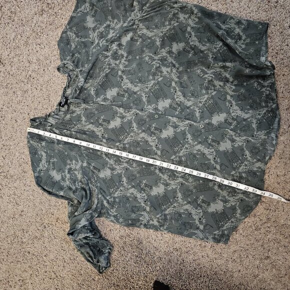 Torrid Doctor Who Peasant Graphic Print Button Tie Front Crinkle Gauze Blouse 5X - Picture 12 of 12